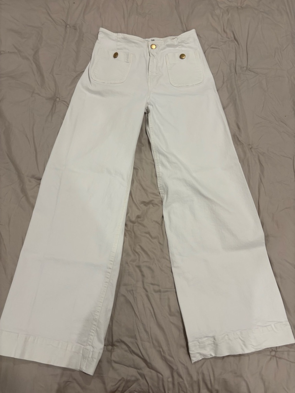 stradivarius White High-Waist Wide-Leg Jeans